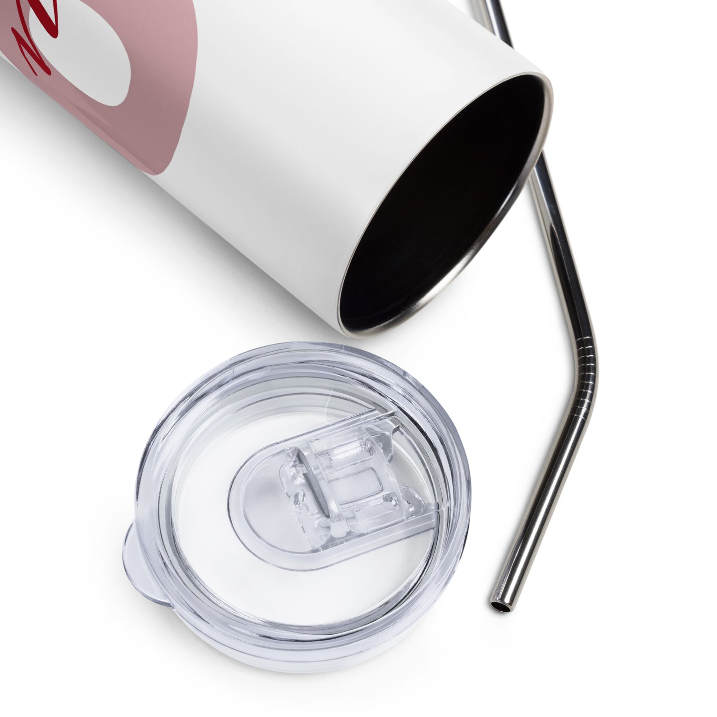 Stainless steel tumbler.