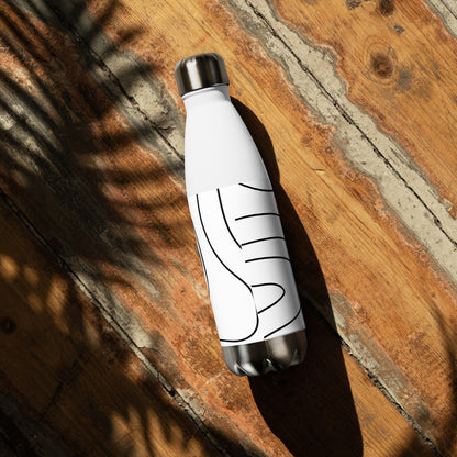 Stainless steel water bottle.