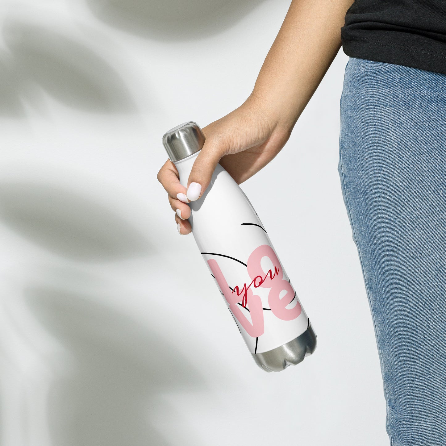Stainless steel water bottle.