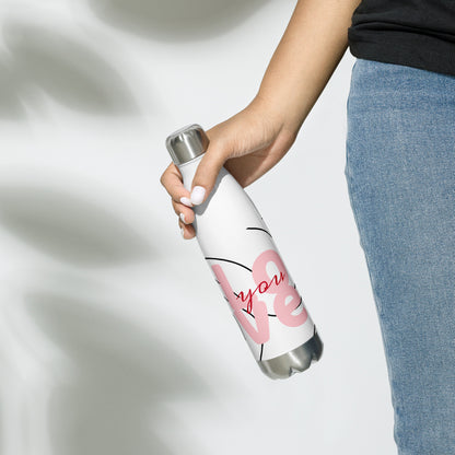 Stainless steel water bottle.