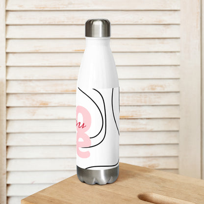 Stainless steel water bottle.