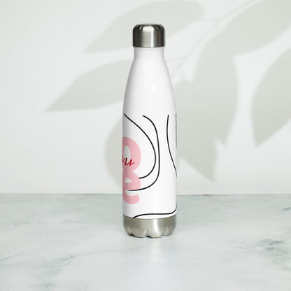 Stainless steel water bottle.