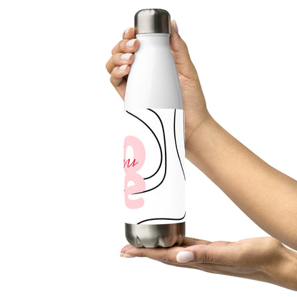 Stainless steel water bottle.