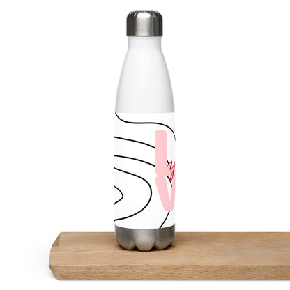 Stainless steel water bottle.