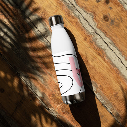 Stainless steel water bottle.